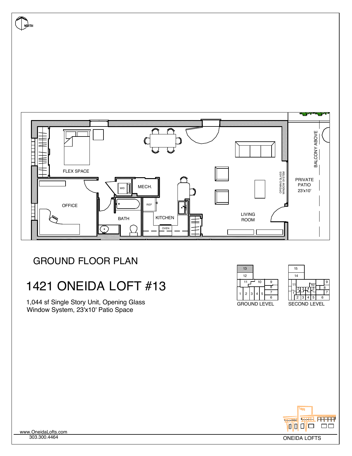 Original floor plan for Oneida Loft 13