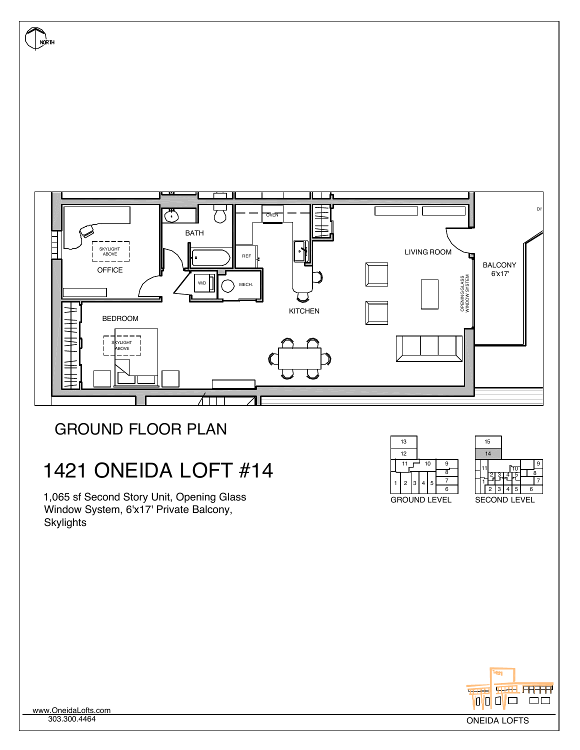 Original floor plan for Oneida Loft 14